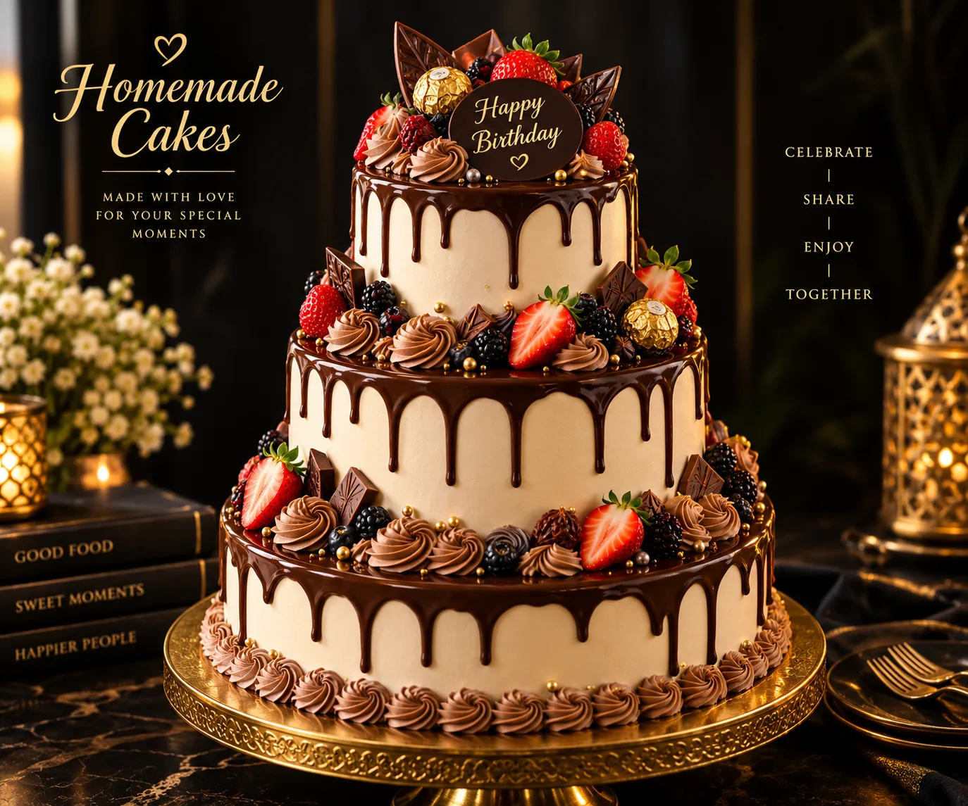 Three-tier celebration cake